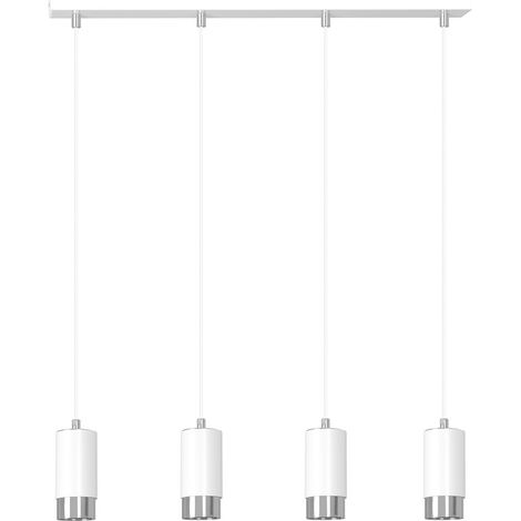 Lampada a Sospensione Fumiko, Acciaio verniciato a polvere, Bianco, Cromo, 60x100x6 cm (1/5)