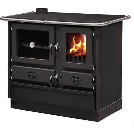 Interstoves – Cuisinière à bois MAGNUM MBS en fonte – Sortie côté gauche – Double combustion – 70% fonte – Plaque de cuisson haute température