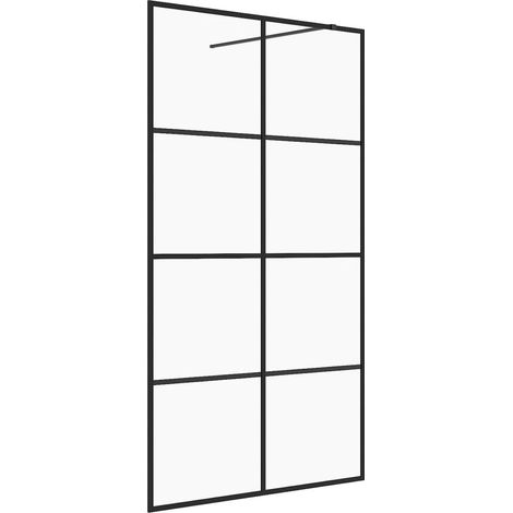 Mampara de ducha con mampara de bañera de cristal accesorio de baño mampara de ducha interior hogar ESG transparente 100 x1 95 cm negro 020002156