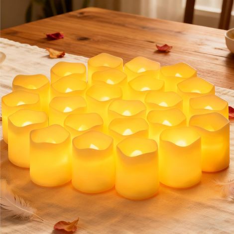 24 Bougies LED, Sans flamme, Piles incluses, Lumière blanche, Décoration Noël, Mariage, Maison