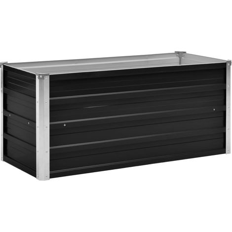 Fioriera rialzata per piante e fiori antracite 100 x 40 x 45 cm acciaio zincato 020001138