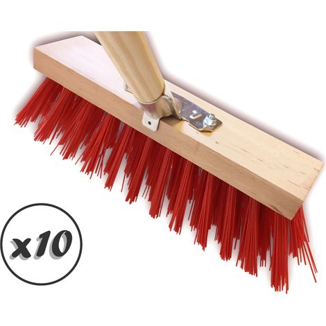 Balai de cantonnier - Piste Extérieur - PVC rouge - Petites largeurs - Quantité x10 - 32 cm - Avec manche (1/5)