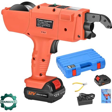 Manuzen - Ligatureuse ferraillage sans fil 12 V – plage 8–34 mm – Kit avec 5 bobines (1/3)