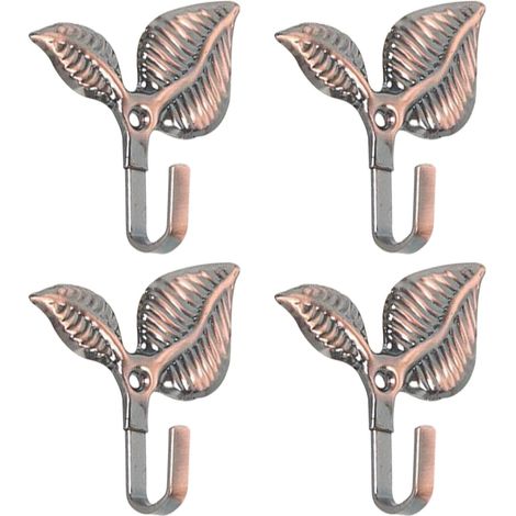 4pcs Iron Sheet - Curtain Tieback Hooks with Screws, Wall Mounted Drapery Holdbacks for Curtains, Towels, Coats, Bronze (1/5)