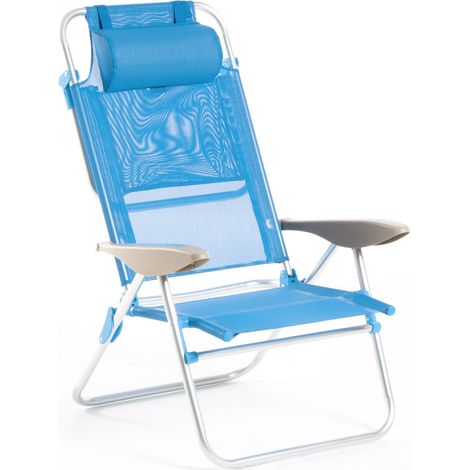 Sedia Sdraio con Braccioli Pieghevole 66x59x77 cm in Alluminio Malibù S Azzurro (1/5)