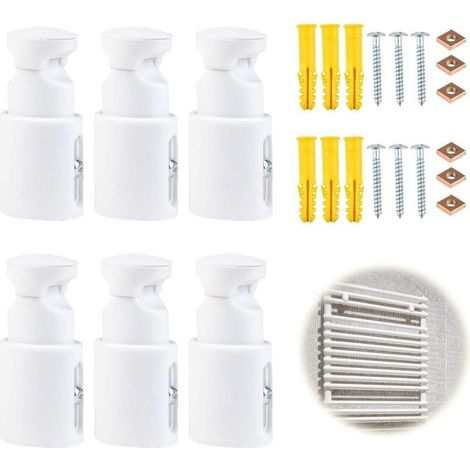 (6, blanc)Lot de 6 Support radiateur Mur, Support Fixation seche Serviette, Matériau ABS, Distance réglable 6582mm, Capacité 90kg, Support Mural radiateur électrique, Support sèche Serviette (1/5)