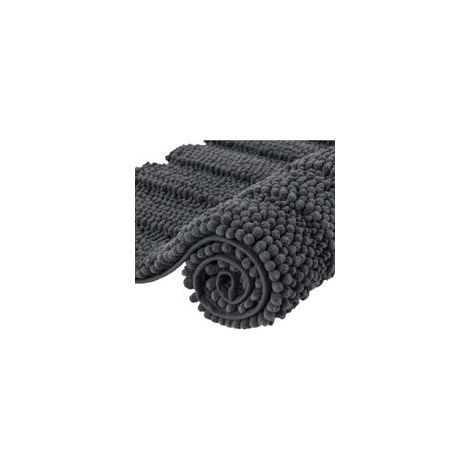 Tapis de bain gris super absorbant 40×60 cm, tapis de douche en chenille microfibre, lavable en machine. (1/5)