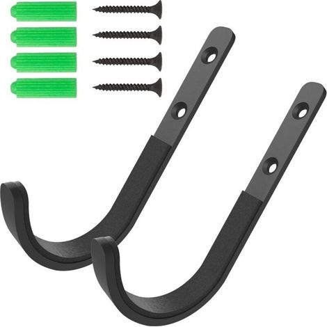 Bardusch - Lot de 12 crochets en métal pour fusils de chasse - Fixation murale pour armoires, bureaux, murs (noir) (1/2)