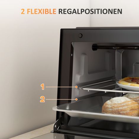 Mini-four 9 L, température et durée de cuisson réglables, grille et plaque de cuisson incluses, noir (1/5)