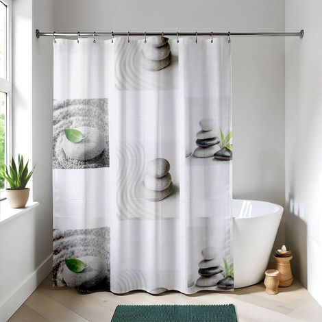 Duschvorhang peva 180x180cm 12 ringe weiss - dune - Tendance