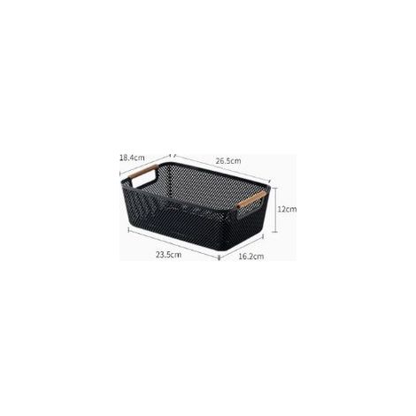 Panier de rangement ménager en plastique (noir) (1/2)