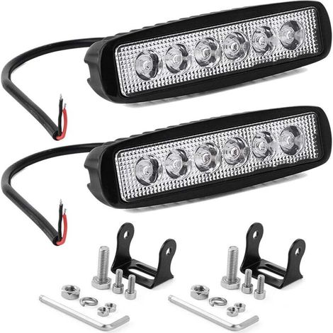 2 Pièces 15cm Phare de Travail LED 18W Projecteur LED Voiture 12V 24V Etanche IP67 Spot Feux Antibrouillard LED 1200lm Feux de Travail pour Voiture Camion Tracteur SUV Bateau