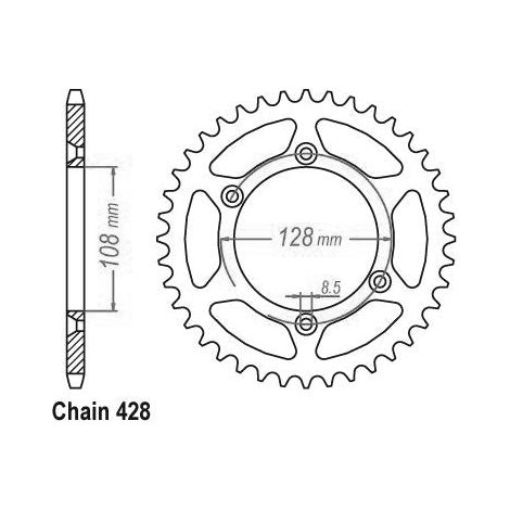 Couronne Acier TT Suzuki - 428 - 57 Dents - Similaire JTR797 - Made in Germany