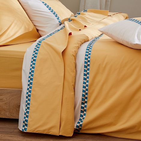 Housse de couette percale avec galon Jaune 280x240 cm