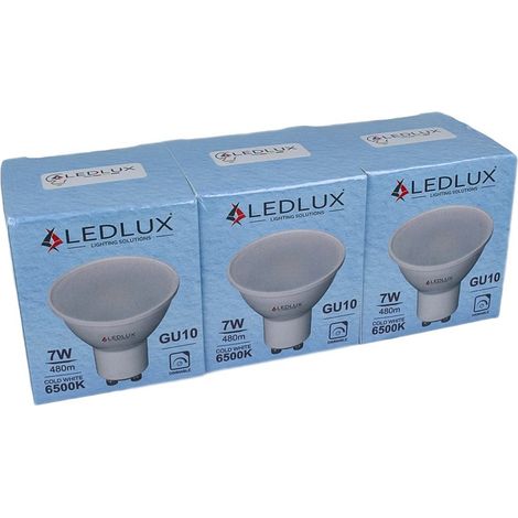 3 PZ Lampadina LED GU10 Dimmerabile Triac 7W 220V Bianco Freddo 6500K 570 Lumens