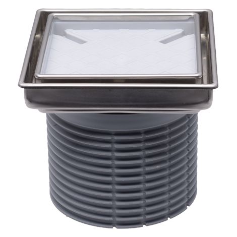 Soporte para baldosas Ø 110mm, marco de acero inoxidable 132x132mm / 112x112mm