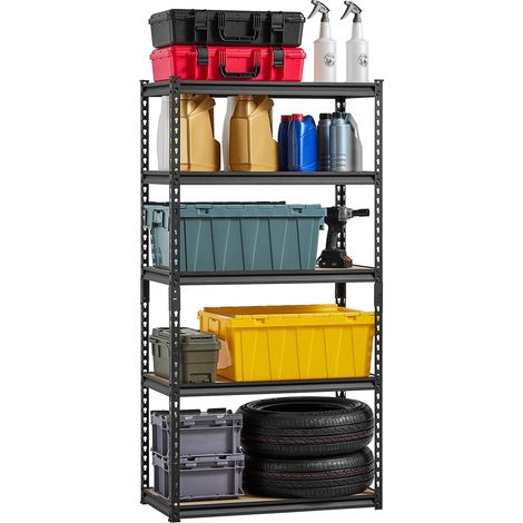 Étagère de Rangement, 907 kg, Étagère de Garage Métallique à 5 Niveaux Réglables, 406x813x1596 mm, Meuble Rayonnages de Stockage Utilitaire pour Garage, Cuisine, Atelier, sous-Sol, Entrepôt (1/5)