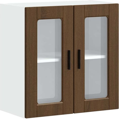 Maison Exclusive - Pensile da Cucina con Porta in Vetro Porto Rovere Marrone