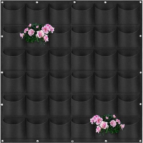 (noir) Sacs Pour Plantes Murales, 36 Sacs Pour Plantes Murales, Sacs Pour Plantes Murales Extrieures, Sacs Pour Plantes Murales En Feutre Debout (1/5)