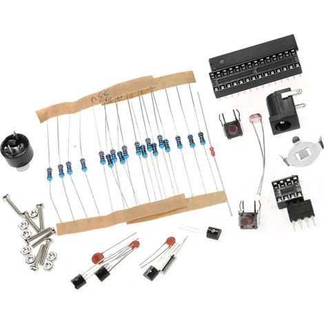 Kompakter DIY-Bausatz für eine 4-stellige LED-Digitaluhr, Anzeige von Uhrzeit, Datum und Temperatur, mit Lichtsensor und transparentem Gehäuse. (1/2)
