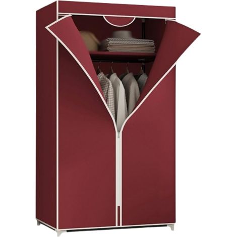 Armoire portative avec rideau, penderie gain de place pliable, étagère légère en polyester pour vêtements (1/5)