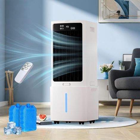 12L Rafraîchisseur d'Air, 3 Vitesses, Climatiseur Mobile avec Télécommande, Minuterie 1-12h, Oscillation 60°, Silencieux Climatiseur Portable avec Réservoir amovible pour Camping Chambre Cuisine (1/5)