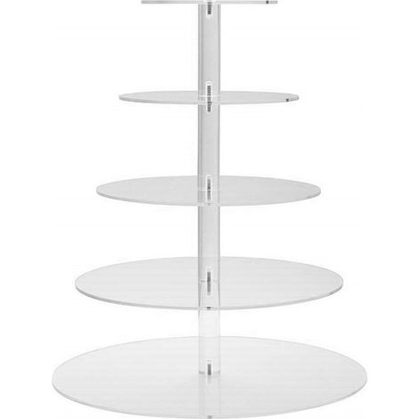 Support à cupcakes à plusieurs niveaux ronds, tour en acrylique Transparent de haute stabilité pour présentation, service de fête, 5 niveaux (1/5)