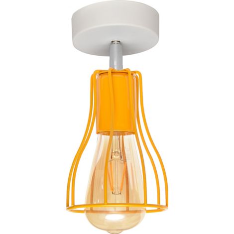 Helam TUBE Semi Plafonnier Blanc, Jaune 10cm