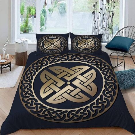 Bettwäsche 200x200 cm 3-teilig Wikinger 3D-Druck Mikrofaser mit Reißverschluss