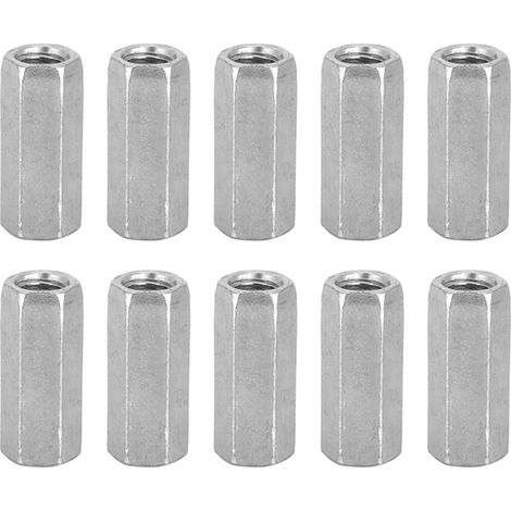 Ecrou Long M8 Hexagonale pour assemblage avec manchon, zinc, M830, 10pcs, fixation fiable, résistance à la corrosion (1/5)