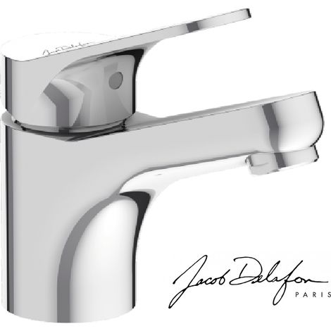 Jacob Delafon – Mitigeur de lavabo avec vidage chrome – Bague-limiteur de température – Économiseur d'eau 5 l/mn – Tirette latérale – Garantie 10 ans finition chrome (1/2)