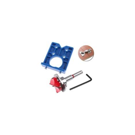 Abrazadera para bisagras de 35 mm, juego de brocas para bisagras ocultas, herramienta guía de marcado de brocas para bisagras de armarios y placas de montaje, apto para carpintería - Crezuo