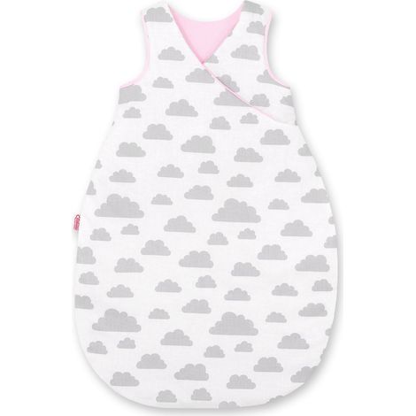 Saco de dormir de algodón para niños de 3 a 12 meses, talla M, TOG 2.5, aislante para todo el año - nubes grises/rosas (1/3)