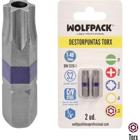 Destorpuntas Torx T-40 (2 Piezas) - Puntas de Acero S2 para Tornillos Torx (1/5)