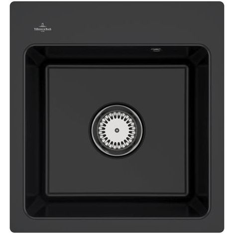 Évier VB SP Subway 45 XS plat 440x475mm avec égouttoir et revêtement en céramique Ebony c+