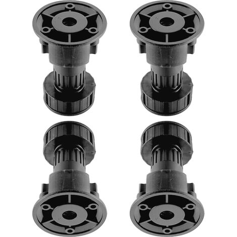Cyclingcolors – Pied vérin de meuble réglable 80 à 95 mm – Ø 28 mm – Capacité 160 kg – Base plastique pour clips de plinthe