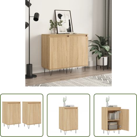 Holzwerkstoff - Sideboards 2 Stk. Sonoma-Eiche 40x35x70 cm Holzwerkstoff (1/5)