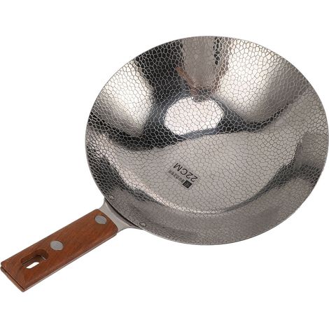 Poêle à frire multifonction 22 cm, antiadhésive, chauffage rapide, manche en bois, acier inoxydable 304 (1/5)