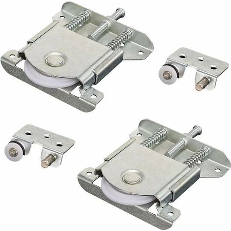 Roulette Porte Coulissante placard, Pièces de porte coulissantes pour porte de garde-robe,roues,rouleaux,armoire Runners Guides 2 pièces (1/5)