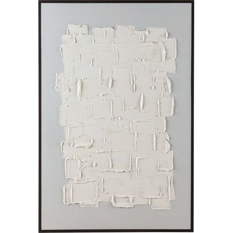 Toile abstraite blanc noir effet relief moderne élégant - blanc relief encadrement noir (1/3)