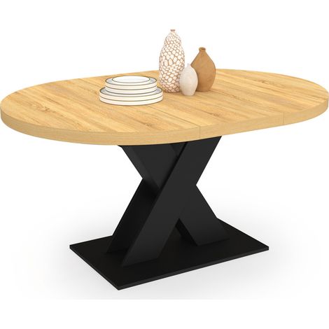 Ausziehbarer runder Esstisch ALICIA 4-8 Personen Holz und Schwarz 110 - 150 cm (1/5)