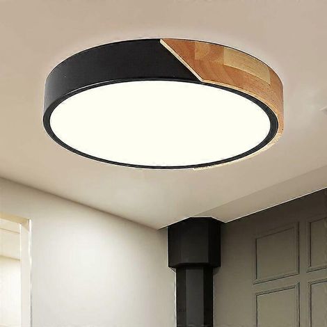 Plafonnier LED, 24 W, rond, moderne, en bois, blanc naturel 4500 K, 30 cm (1/5)