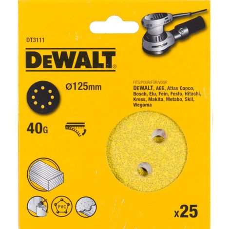 DEWALT DT3111-QZ (pkt of 25) Sanding disc - 125mm 125mm x 40g