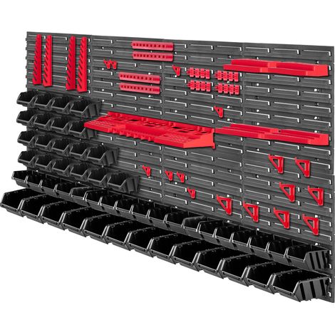 KADAX Werkstattwandregal, Wandplatten, 156 x 78 cm, Rot und Schwarz, 95 tlg. (1/5)