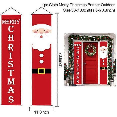 Décoration de porte de Noël, bannière « Joyeux Noël », décoration à suspendre pour la maison, ornement de Noël, cadeau de bonne année, Noël, vieil homme (1/5)
