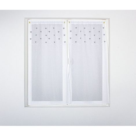 Paire de Voilages à Motif "Cœur" 60x120cm Gris