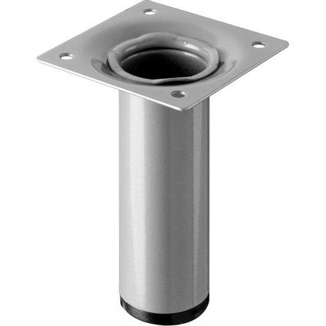 Pied De Meuble Cylindrique Fixe Acier Époxy Gris, 10 Cm