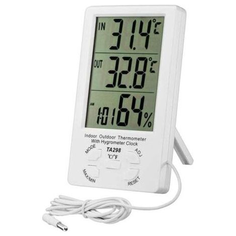 Digitales Thermometer-Hygrometer (PA), LCD-Digitalthermometer mit Sonde, Hygrometer für Innen- und Außenbereich, Temperatur- und Feuchtigkeitsmesser, Sensortester für Kühlschrank, Büro, Aquarium (1/4)