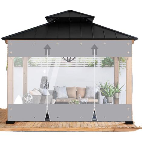 Lona de PVC, diseño impermeable, propiedades ignífugas, color gris, 3 m de alto x 3 m de ancho. (1/2)