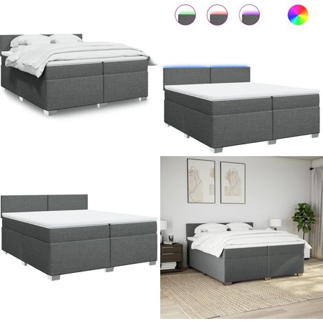 Sommier à lattes de lit avec matelas Gris foncé 200x200cm Tissu - Lit Plateforme - Lit Design - Lit Moderne - Lit Double - Sommier Tapissier - Home & Living (1/5)